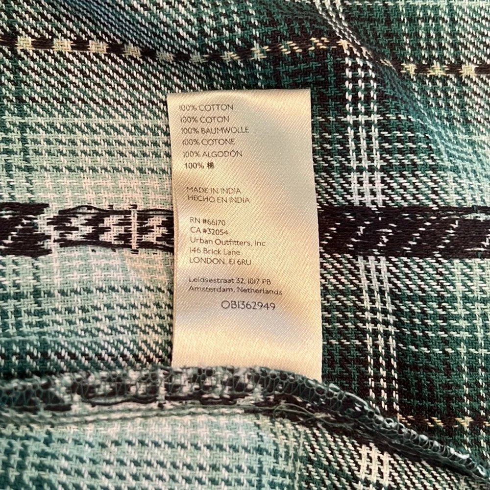 Free People Redwood Flannel Mini Dress Green - Picture 16 of 16